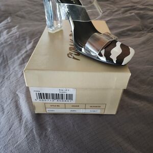 Public Desire Zebra Print Heels with Clear Accents